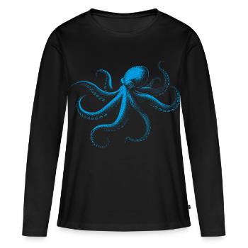 Pieuvre en Monochrome - T-shirt manches longues Premium bio Femme - noir - Devant - Julia (174cm)