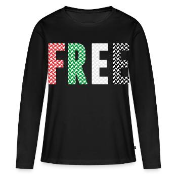 Palestine libre - T-shirt manches longues Premium bio Femme - noir - Devant - Julia (174cm)