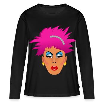 Drag Queen rose - T-shirt manches longues Premium bio Femme - noir - Devant - Julia (174cm)
