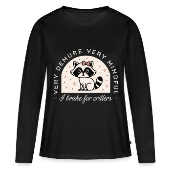 Je freine pour les bestioles drôle de conducteur raton laveur amateur - T-shirt manches longues Premium bio Femme - noir - Devant - Julia (174cm)