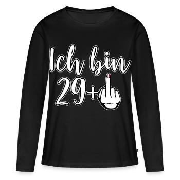 Ich bin 29+ Freigeist Mittelfinger 30. Geburtstag - Frauen Premium Bio Langarmshirt - Schwarz - Vorne - Julia (174cm)