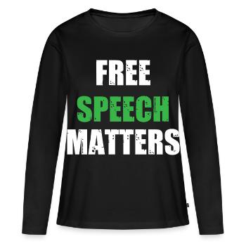 La liberté d’expression est importante - T-shirt manches longues Premium bio Femme - noir - Devant - Julia (174cm)