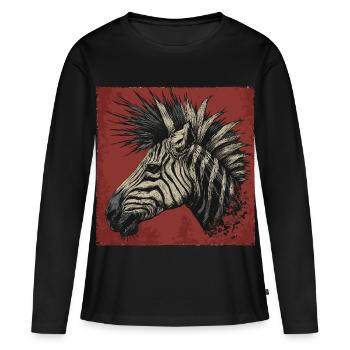 Punk Rock Zèbre - T-shirt manches longues Premium bio Femme - noir - Devant - Julia (174cm)