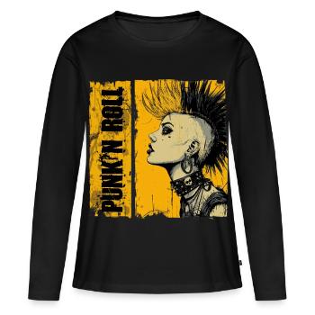 Punk'n Roll Mädchen  - Frauen Premium Bio Langarmshirt - Schwarz - Vorne - Julia (174cm)