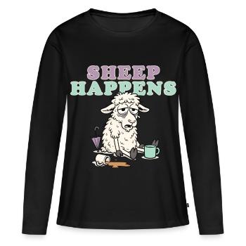 Mouton Arrive Rire Pastel - T-shirt manches longues Premium bio Femme - noir - Devant - Julia (174cm)