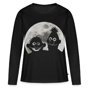 Sesamstraße Ernie & Bert Bei Mondschein - Frauen Premium Bio Langarmshirt - Schwarz - Vorne - Julia (174cm)