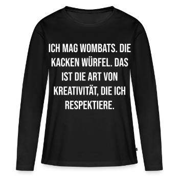 Les wombats aiment la créativité - T-shirt manches longues Premium bio Femme - noir - Devant - Julia (174cm)
