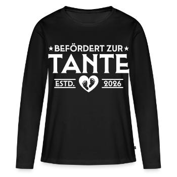Annonce de grossesse 2026 Future tante - T-shirt manches longues Premium bio Femme - noir - Devant - Julia (174cm)
