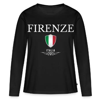 Florence Italie, j’adore Florence - T-shirt manches longues Premium bio Femme - noir - Devant - Julia (174cm)