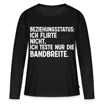 Statut relationnel : Je ne flirte pas - T-shirt manches longues Premium bio Femme - noir - Devant - Julia (174cm)