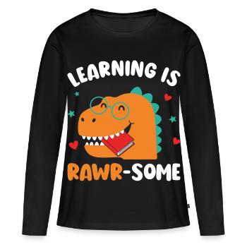 Dinosaur Kindergarten Elementary Kids - Women's Premium Organic Long Sleeve Shirt - black - Front - Julia (174cm)