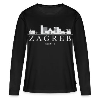 Skyline de Zagreb, Zagreb Croatie - T-shirt manches longues Premium bio Femme - noir - Devant - Julia (174cm)