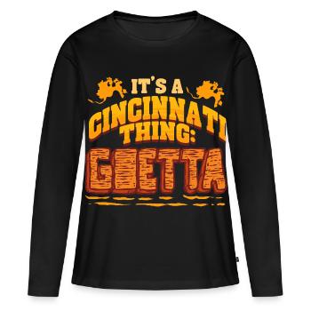 Saucisse Goetta Cincinnati Thing - T-shirt manches longues Premium bio Femme - noir - Devant - Julia (174cm)