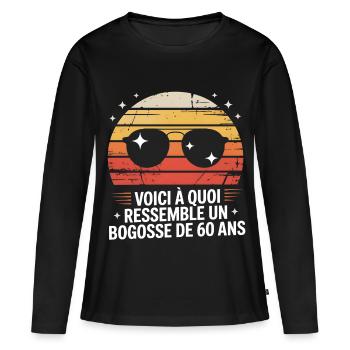 Bogosse 60 Jahre Retro Sonne - Frauen Premium Bio Langarmshirt - Schwarz - Vorne - Julia (174cm)