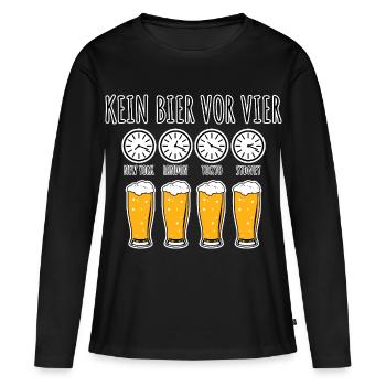 Kein Bier vor vier! Aber irgendwo ist es vier! - Frauen Premium Bio Langarmshirt - Schwarz - Vorne - Julia (174cm)