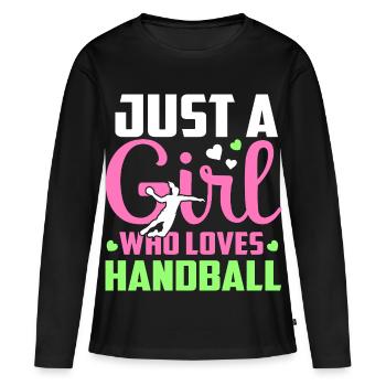 Juste une fille qui aime le handball - T-shirt manches longues Premium bio Femme - noir - Devant - Julia (174cm)