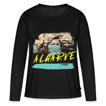Falaises Algarve illustration Portugal - T-shirt manches longues Premium bio Femme - noir - Devant - Julia (174cm)