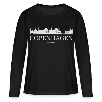 La silhouette de Copenhague, j’adore Copenhague - T-shirt manches longues Premium bio Femme - noir - Devant - Julia (174cm)