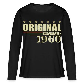 1960 Anniversaire 1960 - T-shirt manches longues Premium bio Femme - noir - Devant - Julia (174cm)