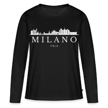 Milan Skyline, Milan Italy - Women's Premium Organic Long Sleeve Shirt - black - Front - Julia (174cm)