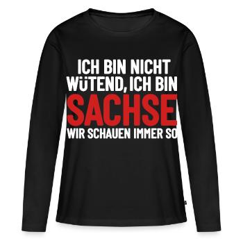 Je ne suis pas en colère, je suis Saxon - T-shirt manches longues Premium bio Femme - noir - Devant - Julia (174cm)