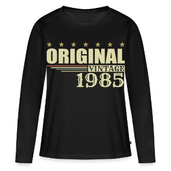 1985 Anniversaire 1985 - T-shirt manches longues Premium bio Femme - noir - Devant - Julia (174cm)