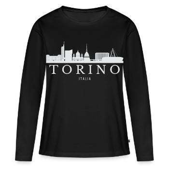 Turin Skyline, Turin Italie - T-shirt manches longues Premium bio Femme - noir - Devant - Julia (174cm)