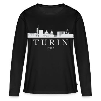 Turin Skyline, Turin Italie - T-shirt manches longues Premium bio Femme - noir - Devant - Julia (174cm)