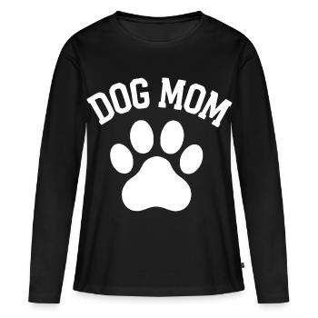 Dog Mom Hundepfote Tierliebhaber Spruch Design - Frauen Premium Bio Langarmshirt - Schwarz - Vorne - Julia (174cm)