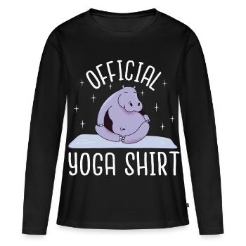 Méditation et Yoga – Funny Hippopotamus médite - T-shirt manches longues Premium bio Femme - noir - Devant - Julia (174cm)