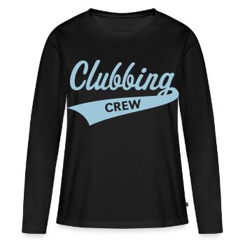 Clubbing crew (Fête / Célébrations / Danse / Bleu ciel) - T-shirt manches longues Premium bio Femme - noir - Devant - Julia (174cm)