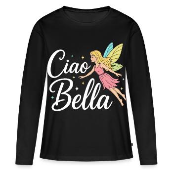 Ciao Bella - T-shirt manches longues Premium bio Femme - noir - Devant - Julia (174cm)