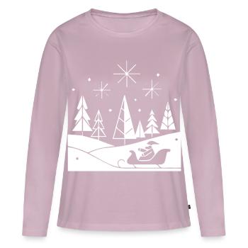  Schlittenfahrt im Schnee Weihnachts Motiv - Frauen Premium Bio Langarmshirt - Altrosa - Vorne - Julia (174cm)