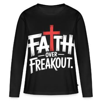 La foi sur la panique La foi en Jésus - T-shirt manches longues Premium bio Femme - noir - Devant - Julia (174cm)