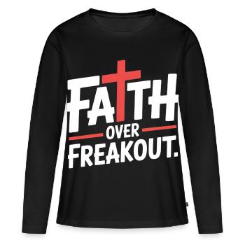 La foi sur la panique La foi en Jésus - T-shirt manches longues Premium bio Femme - noir - Devant - Julia (174cm)