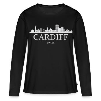 Cardiff Skyline, Cardiff Pays de Galles - T-shirt manches longues Premium bio Femme - noir - Devant - Julia (174cm)