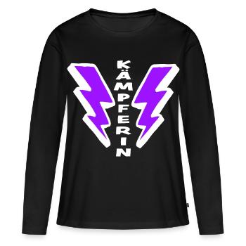 Cadeau spécial pour les filles : FIGHTER - T-shirt manches longues Premium bio Femme - noir - Devant - Julia (174cm)