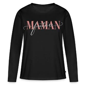 Mom-to-be design minimalist elegant pregnancy - Women's Premium Organic Long Sleeve Shirt - black - Front - Julia (174cm)