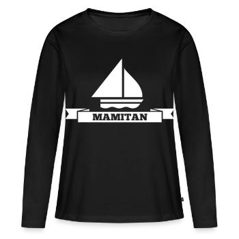 Mamitän Jeu de mots drôle Captain Mama Anchor - T-shirt manches longues Premium bio Femme - noir - Devant - Julia (174cm)