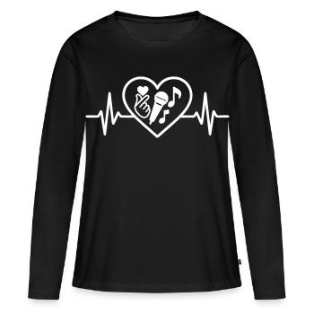 K-Pop Herz Finger Herz Mikro Musik - Frauen Premium Bio Langarmshirt - Schwarz - Vorne - Julia (174cm)