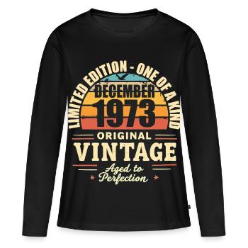 fête d anniversaire décembre 1973 - december 1973 - T-shirt manches longues Premium bio Femme - noir - Devant - Julia (174cm)