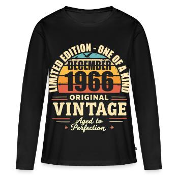 fête d anniversaire décembre 1966 - december 1966 - T-shirt manches longues Premium bio Femme - noir - Devant - Julia (174cm)
