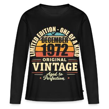 fête d anniversaire décembre 1972 - december 1972 - T-shirt manches longues Premium bio Femme - noir - Devant - Julia (174cm)