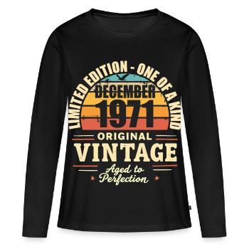 fête d anniversaire décembre 1971 - december 1971 - T-shirt manches longues Premium bio Femme - noir - Devant - Julia (174cm)