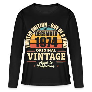 fête d anniversaire décembre 1974 - december 1974 - T-shirt manches longues Premium bio Femme - noir - Devant - Julia (174cm)