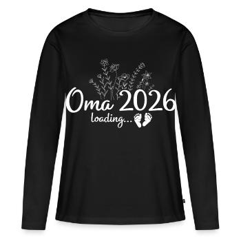 Future mamie 2026 - Annoncer la grossesse - T-shirt manches longues Premium bio Femme - noir - Devant - Julia (174cm)