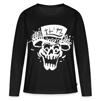 Squelette avec style de ligne de cylindre - T-shirt manches longues Premium bio Femme - noir - Devant - Julia (174cm)