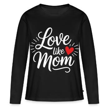 Amour comme maman lettrage coeur - T-shirt manches longues Premium bio Femme - noir - Devant - Julia (174cm)