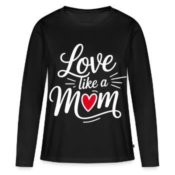 Design de cœur d’amour comme une maman - T-shirt manches longues Premium bio Femme - noir - Devant - Julia (174cm)
