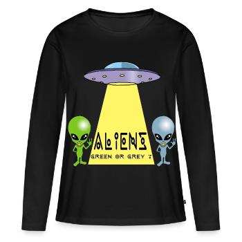 Grün oder grau außerirdisch? - Frauen Premium Bio Langarmshirt - Schwarz - Vorne - Julia (174cm)